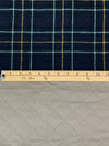 Navy/White/Yellow/Khaki Gray 100% Cotton Plaid Double-Faced Quilted Coating - NY Designer - 58W