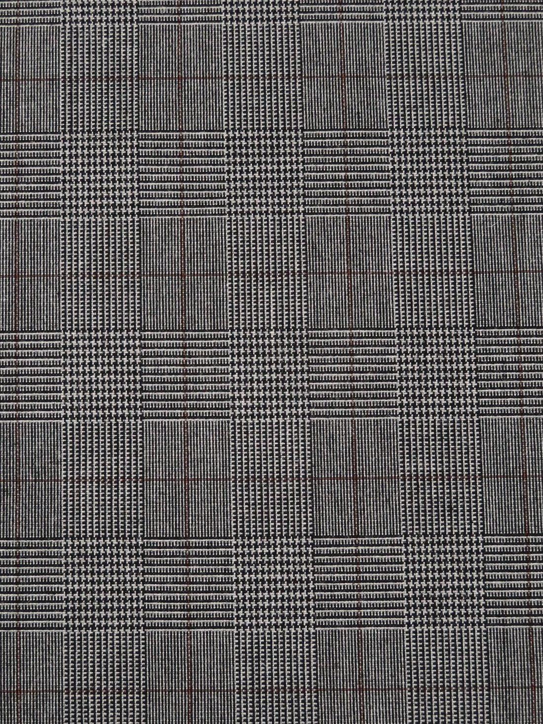Black/Light Gray/Light Brown Polyester/Rayon/Lycra Plaid Weave Stretch Suiting 56W