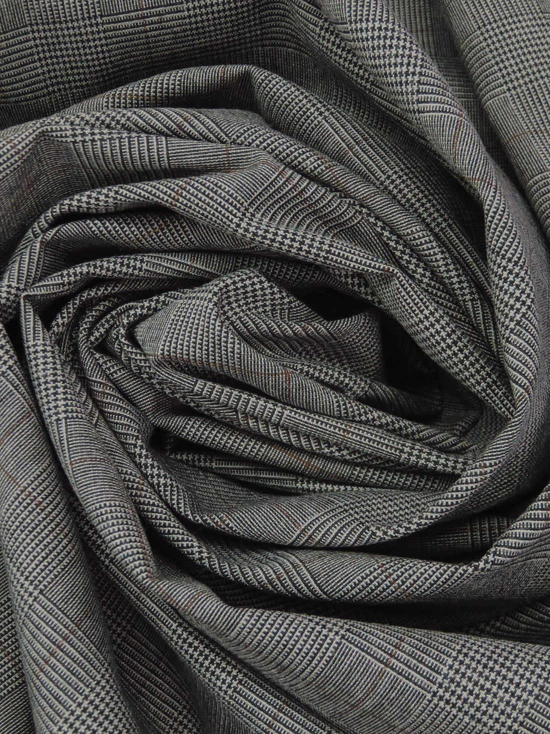 Black/Light Gray/Light Brown Polyester/Rayon/Lycra Plaid Weave Stretch Suiting 56W
