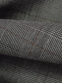 Black/Light Gray/Light Brown Polyester/Rayon/Lycra Plaid Weave Stretch Suiting 56W