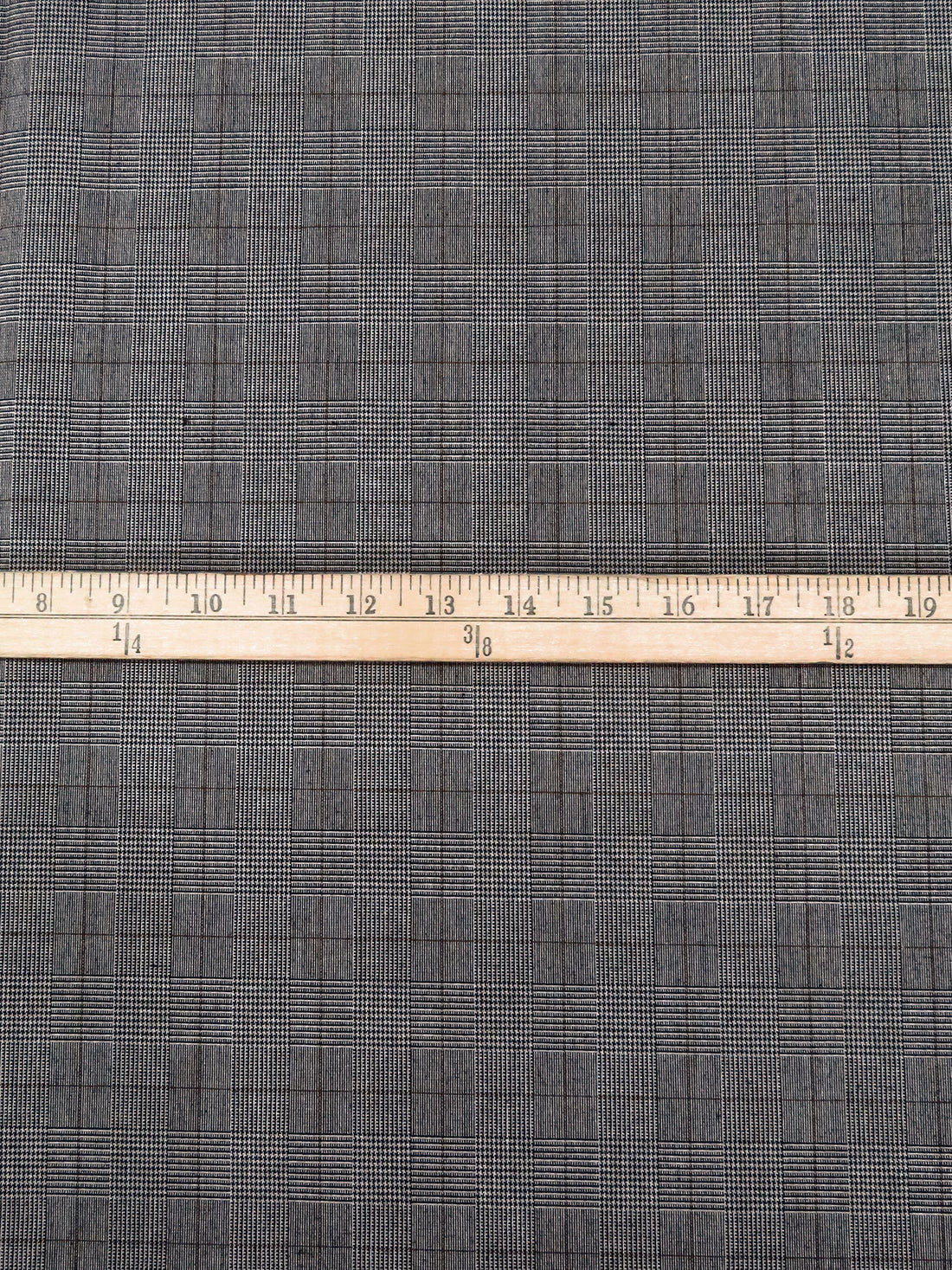 Black/Light Gray/Light Brown Polyester/Rayon/Lycra Plaid Weave Stretch Suiting 56W