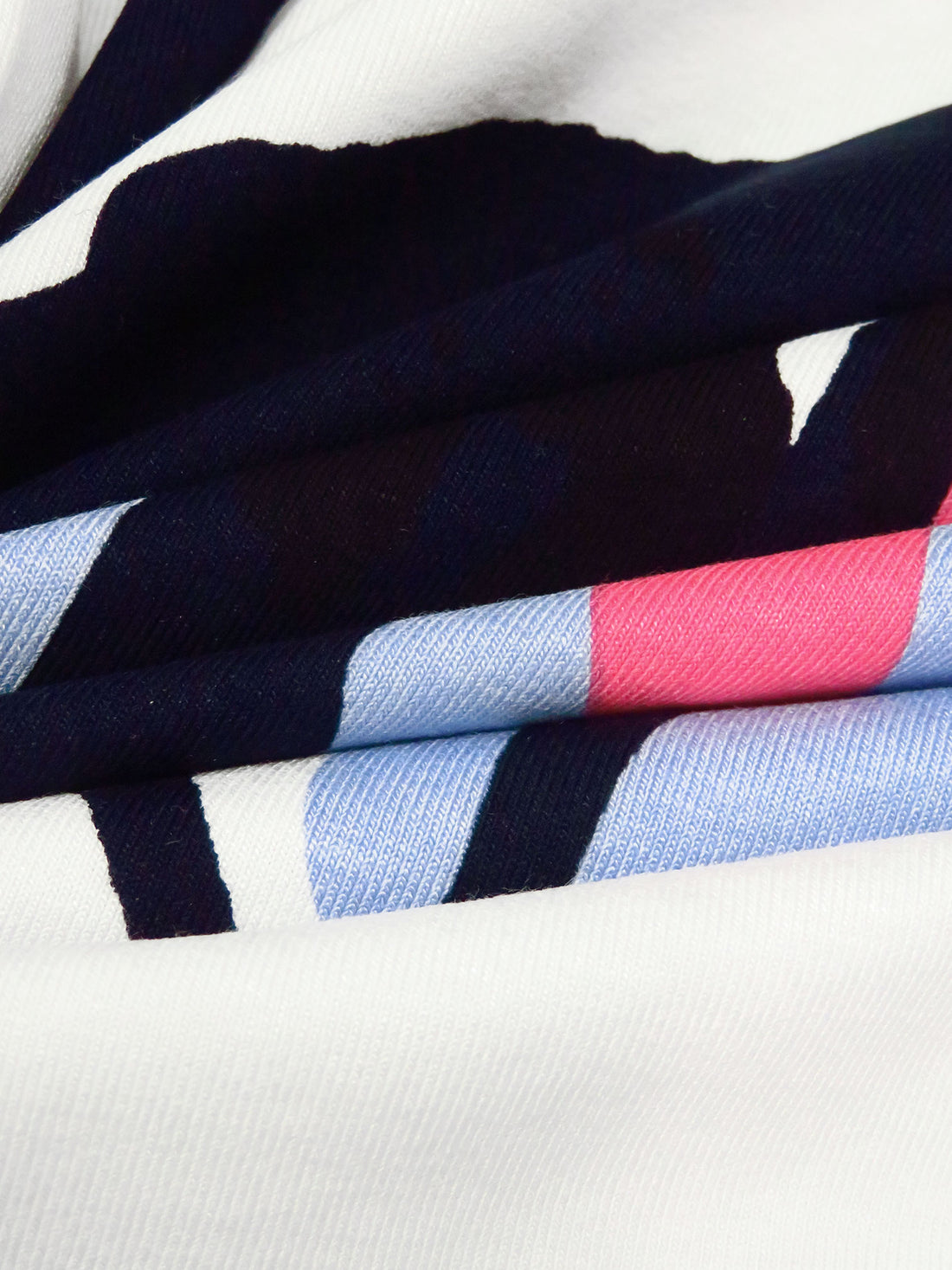 White/Dark Midnight Navy/Jordy Blue/Multi Rayon/Lycra Large Abstract Floral Print Jersey Knit 58W