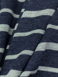 Navy/Heathered Gray Rayon/Lycra Horizontal Stripe Jersey Knit 58W