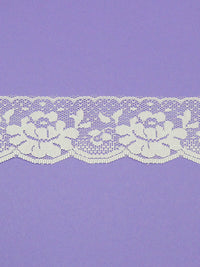 2" Coconut White 100% Polyester Floral Lace Netting Edging Trim