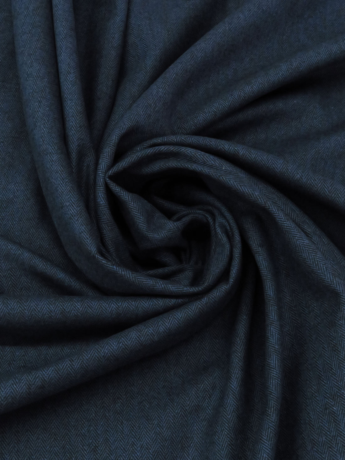 Space Cadet Blue/Black 100% Cotton Herringbone Weave Flannel Suiting - NY Designer - 58W