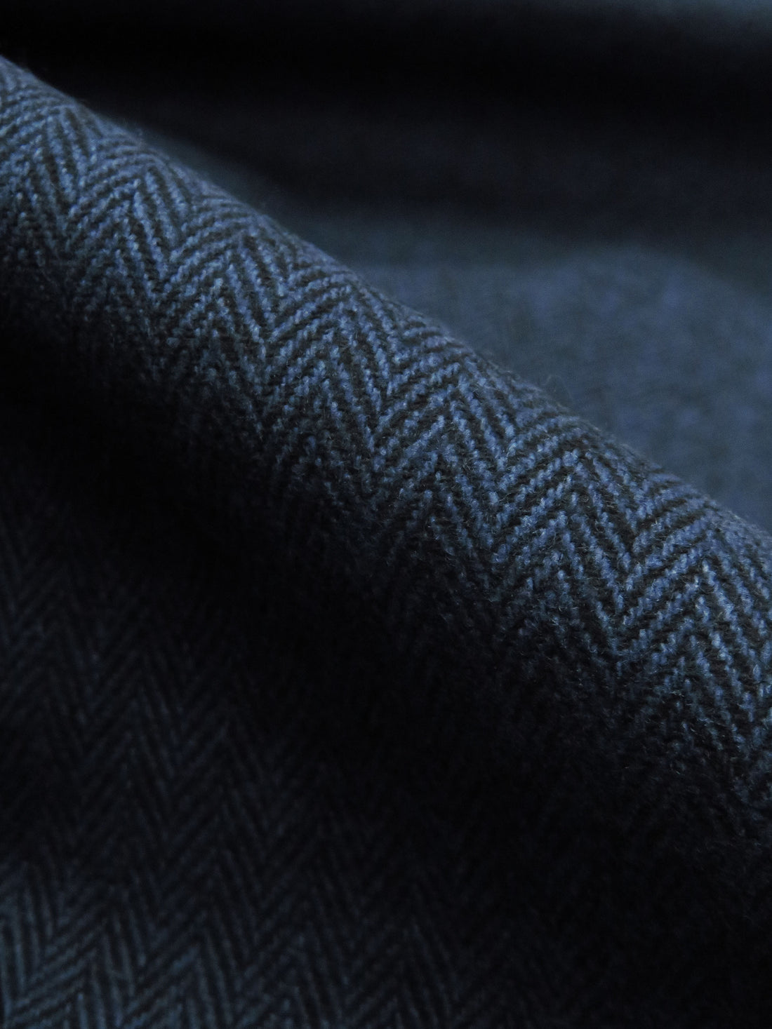 Space Cadet Blue/Black 100% Cotton Herringbone Weave Flannel Suiting - NY Designer - 58W