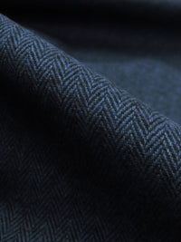 Space Cadet Blue/Black 100% Cotton Herringbone Weave Flannel Suiting - NY Designer - 58W