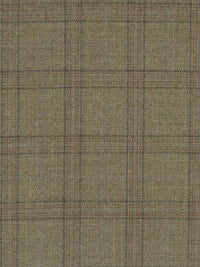 Olive Brown/Cinnamon/Stone Blue/Iron Gray 100% Worsted Wool Plaid Design Suiting - NY Designer - 62W