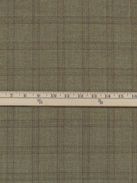 Olive Brown/Cinnamon/Stone Blue/Iron Gray 100% Worsted Wool Plaid Design Suiting - NY Designer - 62W