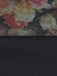 Coal Black/Ruby/Muted Burnt Orange/Multi Rayon/Nylon/Lycra Grunge Floral Print Double Faced Ponte Knit - NY Designer - 60W