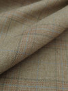 Olive Brown/Cinnamon/Stone Blue/Iron Gray 100% Worsted Wool Plaid Design Suiting - NY Designer - 62W