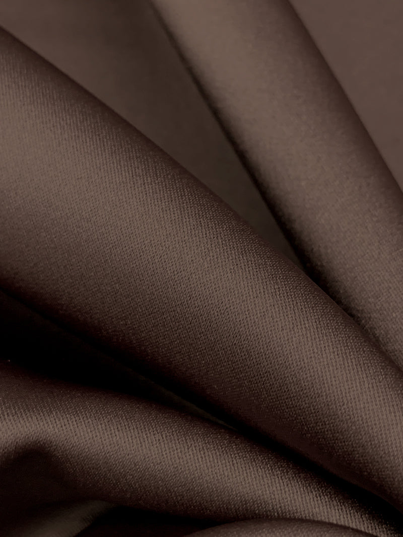 Toasted Taupe Brown Polyester/Lycra Drapey Stretch Satin - NY Designer - 44W