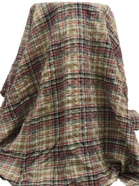 Ochre Green/Cypress Bark Red/Dim Gray/Multi 100% Cotton Plaid Weave Yarn-Dyed Voile 58W
