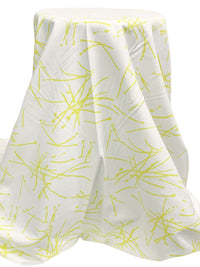 White/Soft Pear Rayon/Nylon/Lycra Abstract Print Stretch Bengaline Suiting 57W