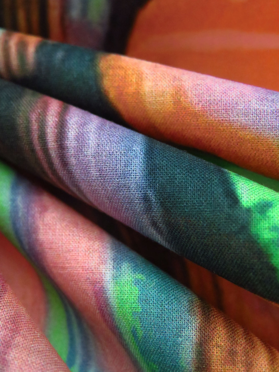 Pumpkin/French Pink/Lime/Multi 100% Cotton Abstract Everything Print Voile - Imported From Italy - 56W