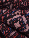 Pale Chestnut/Black/Vivid Dark Cornflower/Multi Polyester/Lycra Ikat Tile Print Jacquard Knit - NY Designer - 50W