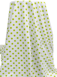 White/Limerick Rayon/Nylon/Lycra Polka Dot Print Stretch Bengaline Suiting 58W