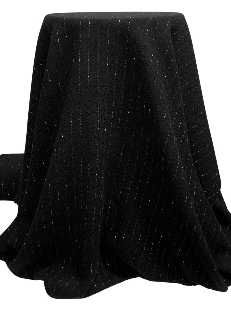 Black/White 100% Wool Vertical Stripe Heavy Suiting - NY Designer - 60W