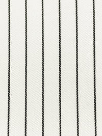 Eggshell/Black 100% Cotton Vertical Stripe Twill Suiting - NY Designer - 46W