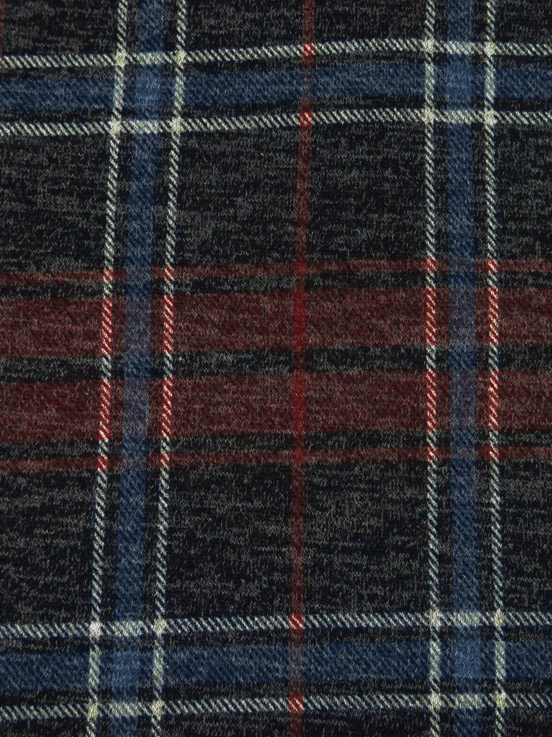 Midnight Navy/Dark Maroon/Off-White/Multi Polyester/Lycra Plaid Weave Hachi Sweater Knit 56W