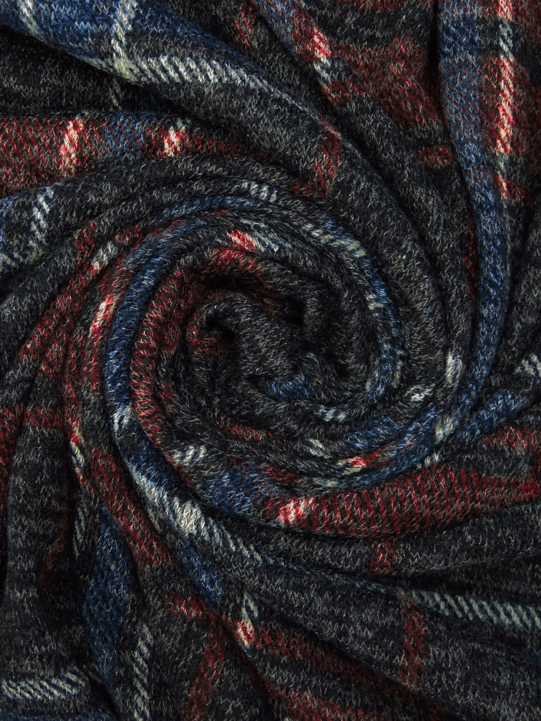 Midnight Navy/Dark Maroon/Off-White/Multi Polyester/Lycra Plaid Weave Hachi Sweater Knit 56W