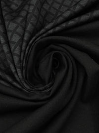 Black/Heathered Charcoal Gray Rayon/Nylon/Lycra Open Basketweave Print Double Faced Ponte Knit - NY Designer - 59W