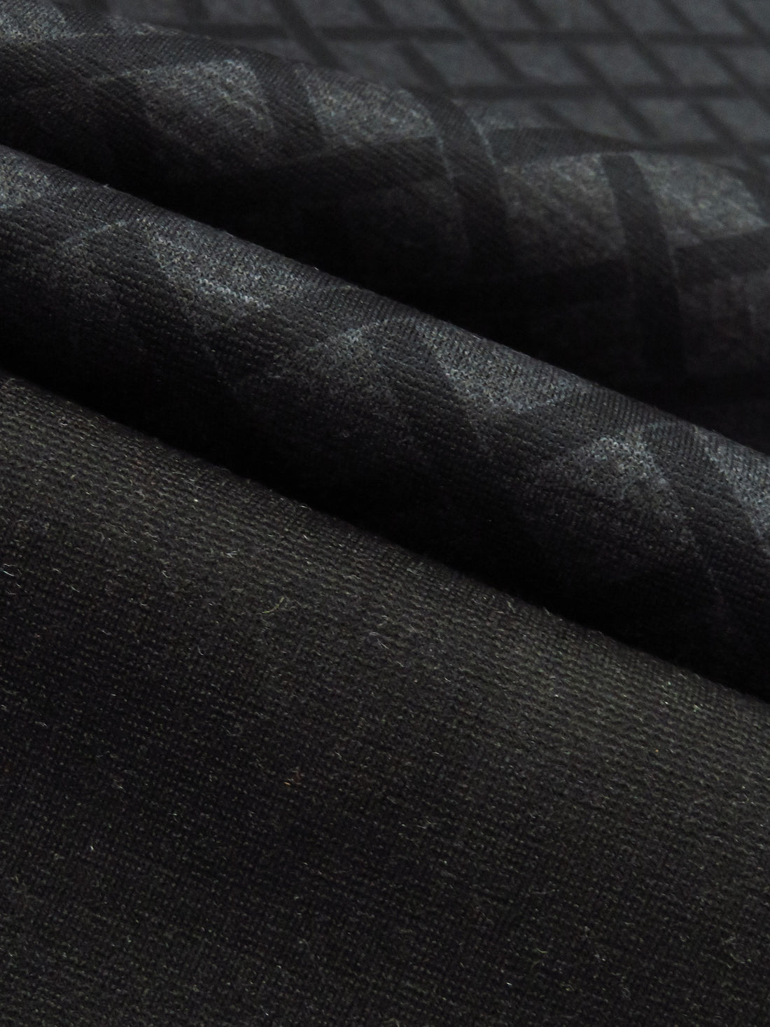 Black/Heathered Charcoal Gray Rayon/Nylon/Lycra Open Basketweave Print Double Faced Ponte Knit - NY Designer - 59W