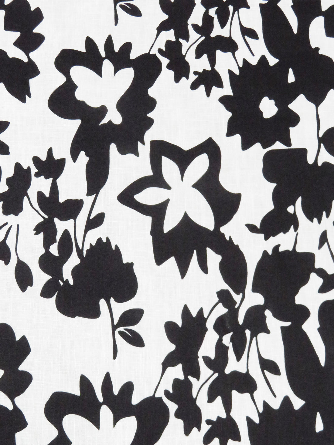 White/Black 100% Linen Large Floral Print Shirt Weight Woven - NY Designer - 53W