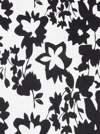 White/Black 100% Linen Large Floral Print Shirt Weight Woven - NY Designer - 53W