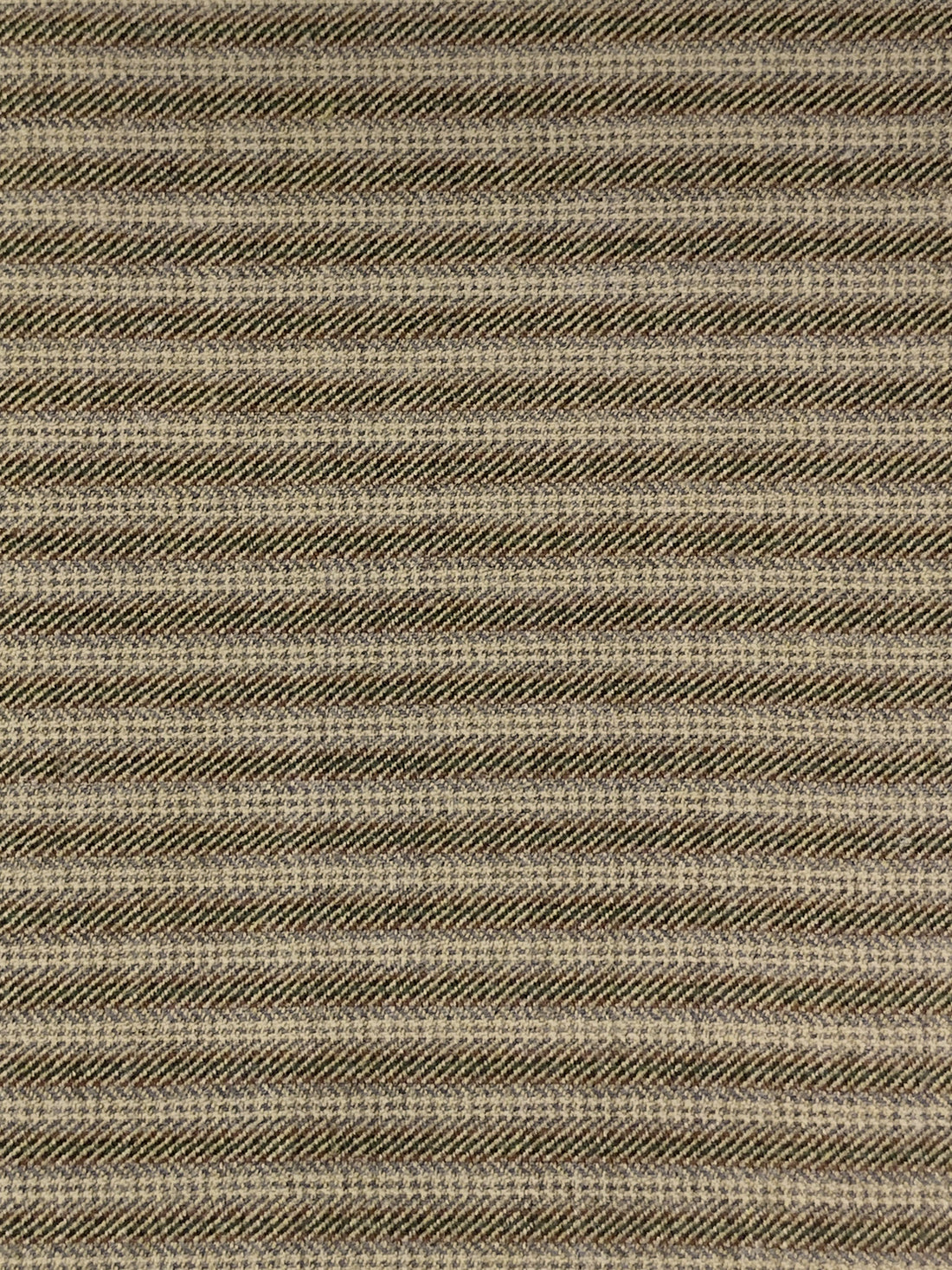 Dark Oak/Tan/Castle Gray Worsted Wool/Polyester Horizontal Stripe Yarn-Dyed Flannel Suiting - NY Designer - 60W