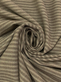 Dark Oak/Tan/Castle Gray Worsted Wool/Polyester Horizontal Stripe Yarn-Dyed Flannel Suiting - NY Designer - 60W