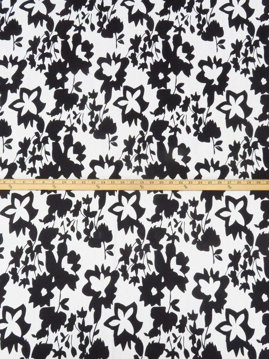 White/Black 100% Linen Large Floral Print Shirt Weight Woven - NY Designer - 53W
