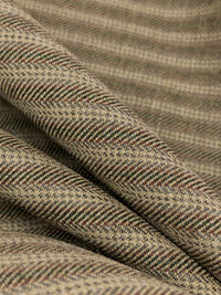 Dark Oak/Tan/Castle Gray Worsted Wool/Polyester Horizontal Stripe Yarn-Dyed Flannel Suiting - NY Designer - 60W