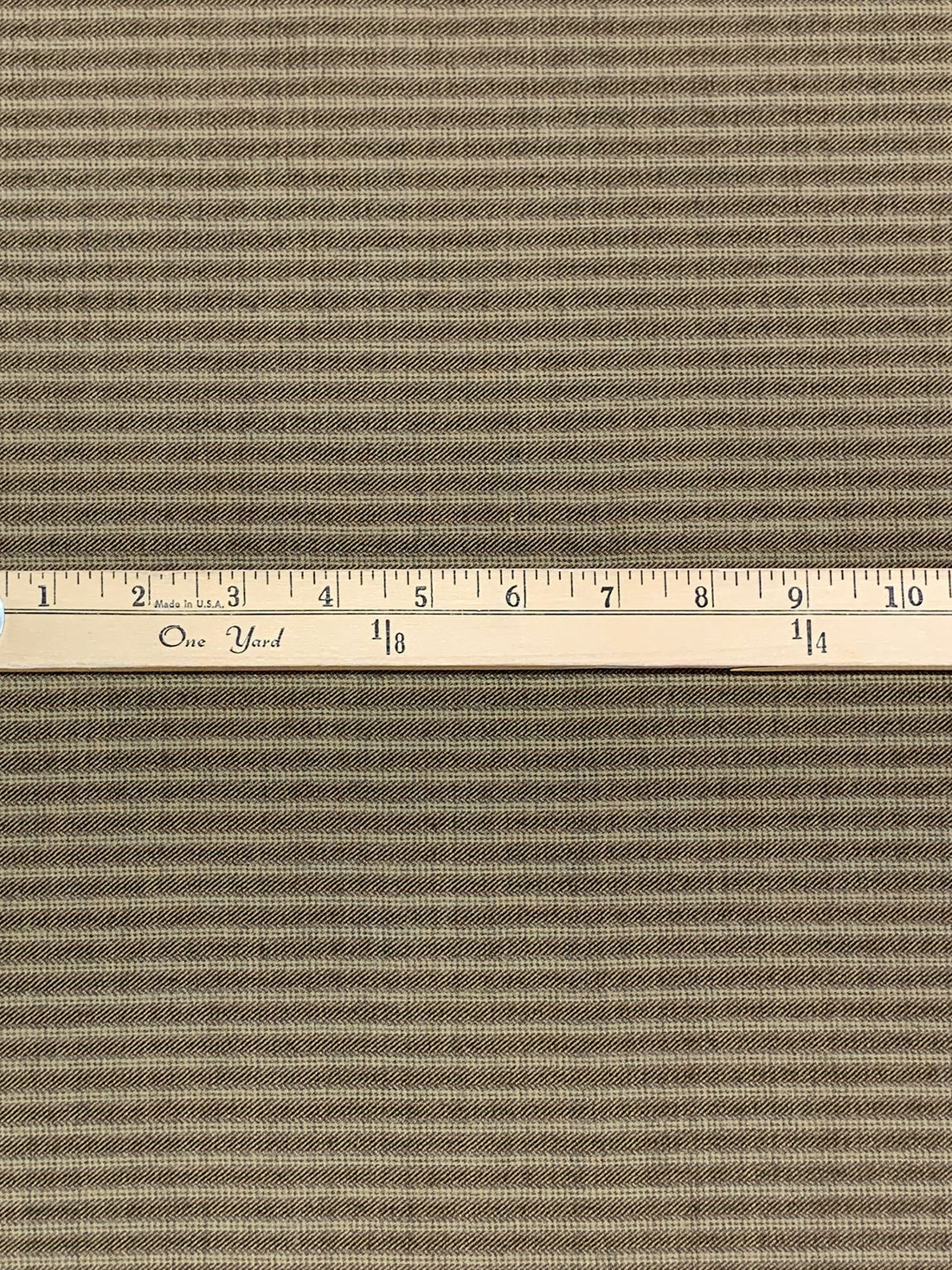 Dark Oak/Tan/Castle Gray Worsted Wool/Polyester Horizontal Stripe Yarn-Dyed Flannel Suiting - NY Designer - 60W