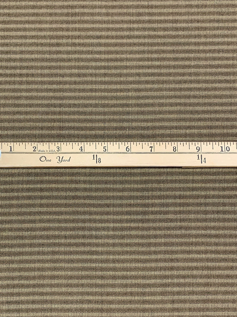 Dark Oak/Tan/Castle Gray Worsted Wool/Polyester Horizontal Stripe Yarn-Dyed Flannel Suiting - NY Designer - 60W