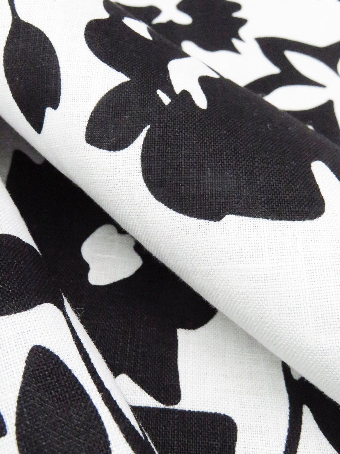 White/Black 100% Linen Large Floral Print Shirt Weight Woven - NY Designer - 53W