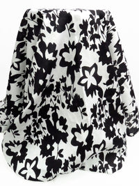 White/Black 100% Linen Large Floral Print Shirt Weight Woven - NY Designer - 53W