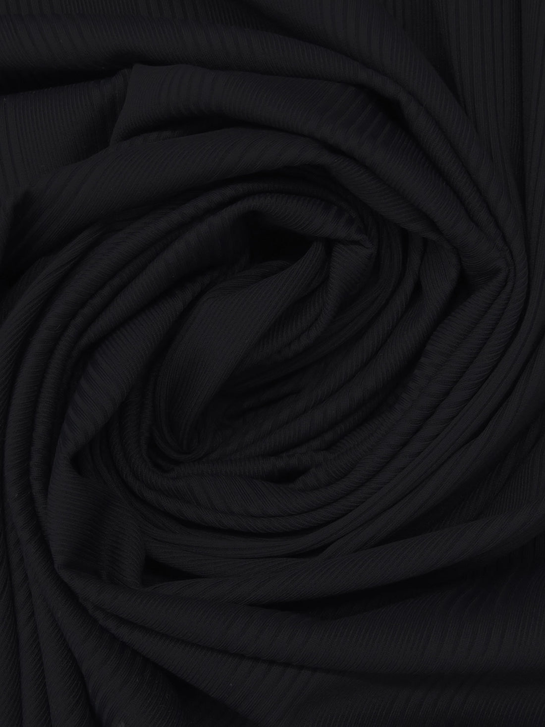 Ink Black Nylon/Lycra Ribbed Vertical Stripes Weave Swim/Activewear Knit - Imported From Italy - 45W