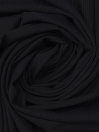 Ink Black Nylon/Lycra Ribbed Vertical Stripes Weave Swim/Activewear Knit - Imported From Italy - 45W