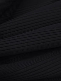 Ink Black Nylon/Lycra Ribbed Vertical Stripes Weave Swim/Activewear Knit - Imported From Italy - 45W
