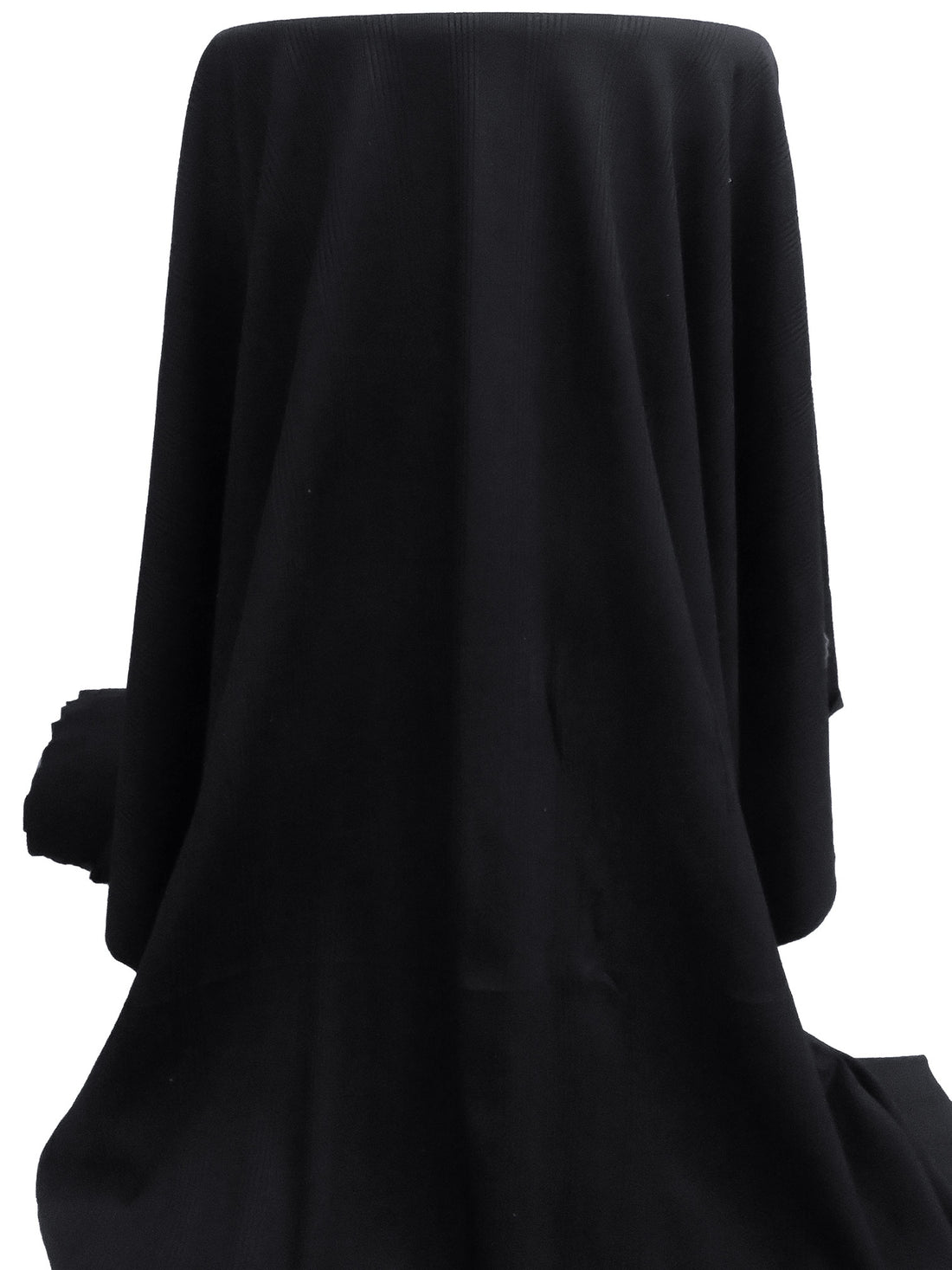 Ink Black Nylon/Lycra Ribbed Vertical Stripes Weave Swim/Activewear Knit - Imported From Italy - 45W