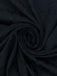 Dark Navy Polyester/Lycra Animal Design Stretch Jacquard Suiting - Imported From Italy - 58W