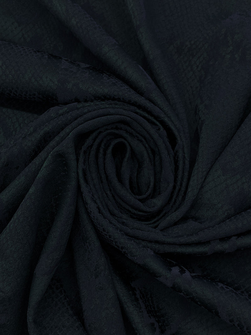 Dark Navy Polyester/Lycra Animal Design Stretch Jacquard Suiting - Imported From Italy - 58W