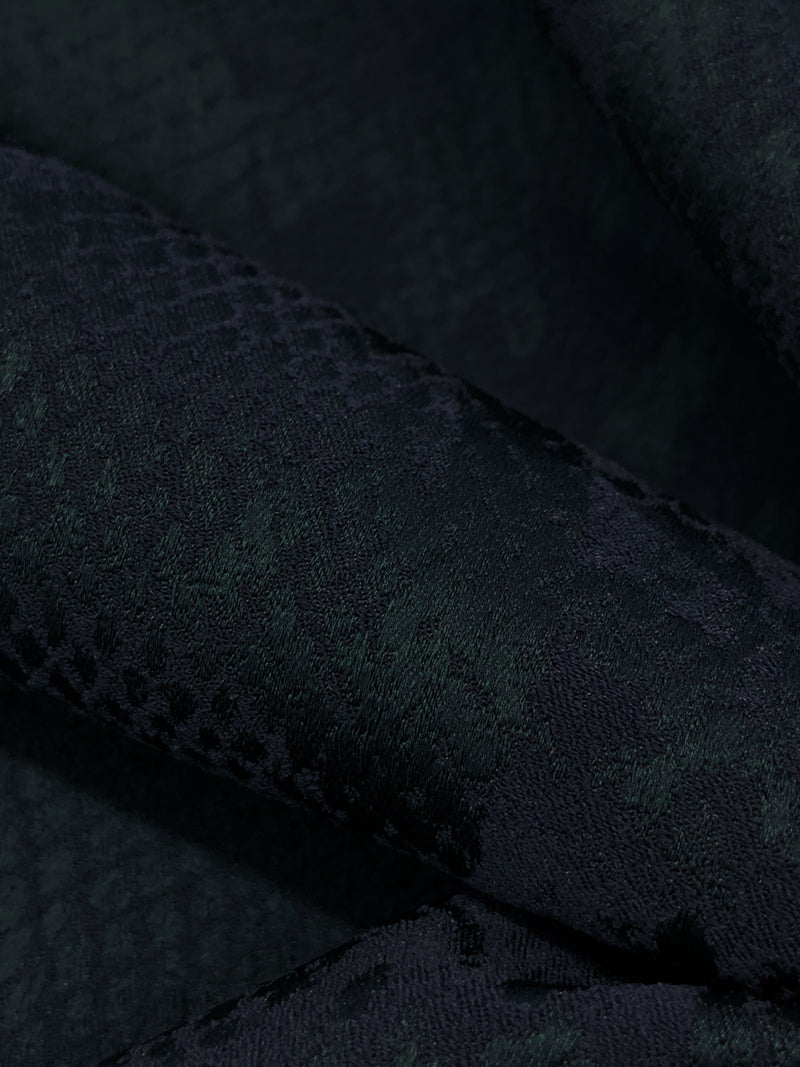 Dark Navy Polyester/Lycra Animal Design Stretch Jacquard Suiting - Imported From Italy - 58W