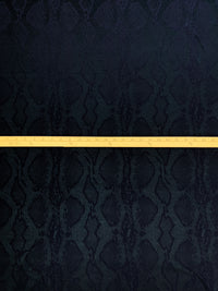 Dark Navy Polyester/Lycra Animal Design Stretch Jacquard Suiting - Imported From Italy - 58W