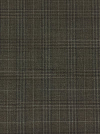 Taupe Brown/Black/Gray 100% Worsted Wool Plaid Tropical Weight Suiting - NY Designer - 60W