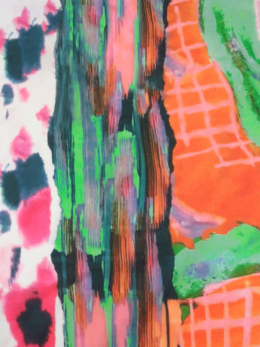 Pumpkin/French Pink/Lime/Multi 100% Cotton Abstract Everything Print Voile - Imported From Italy - 56W