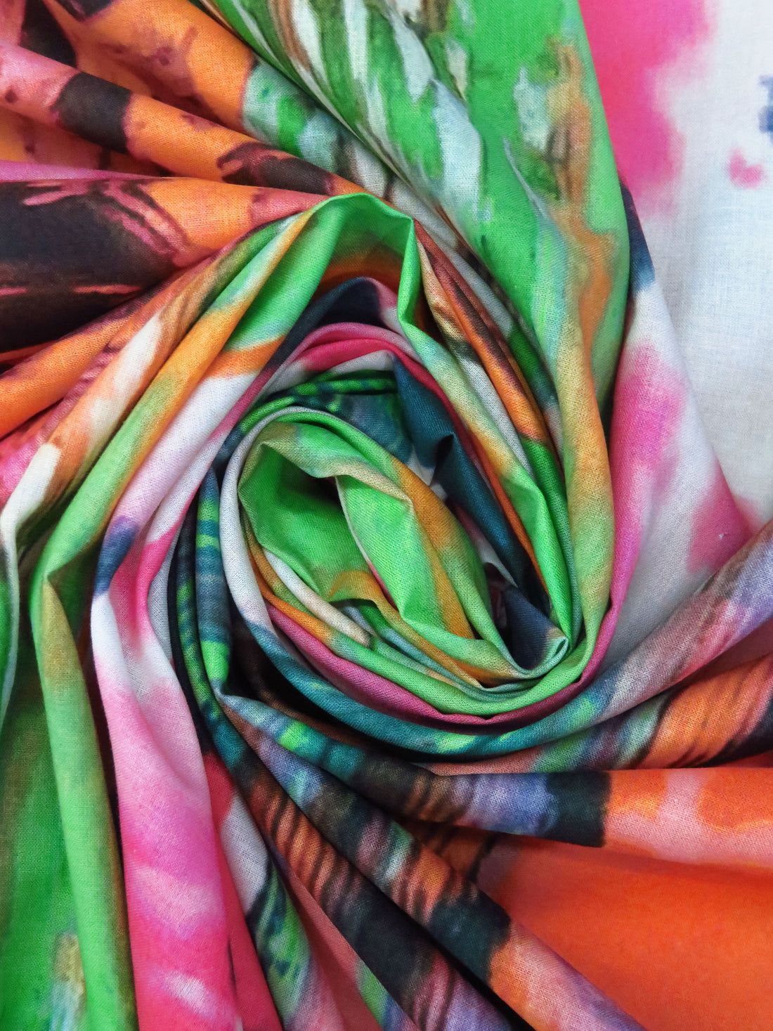 Pumpkin/French Pink/Lime/Multi 100% Cotton Abstract Everything Print Voile - Imported From Italy - 56W