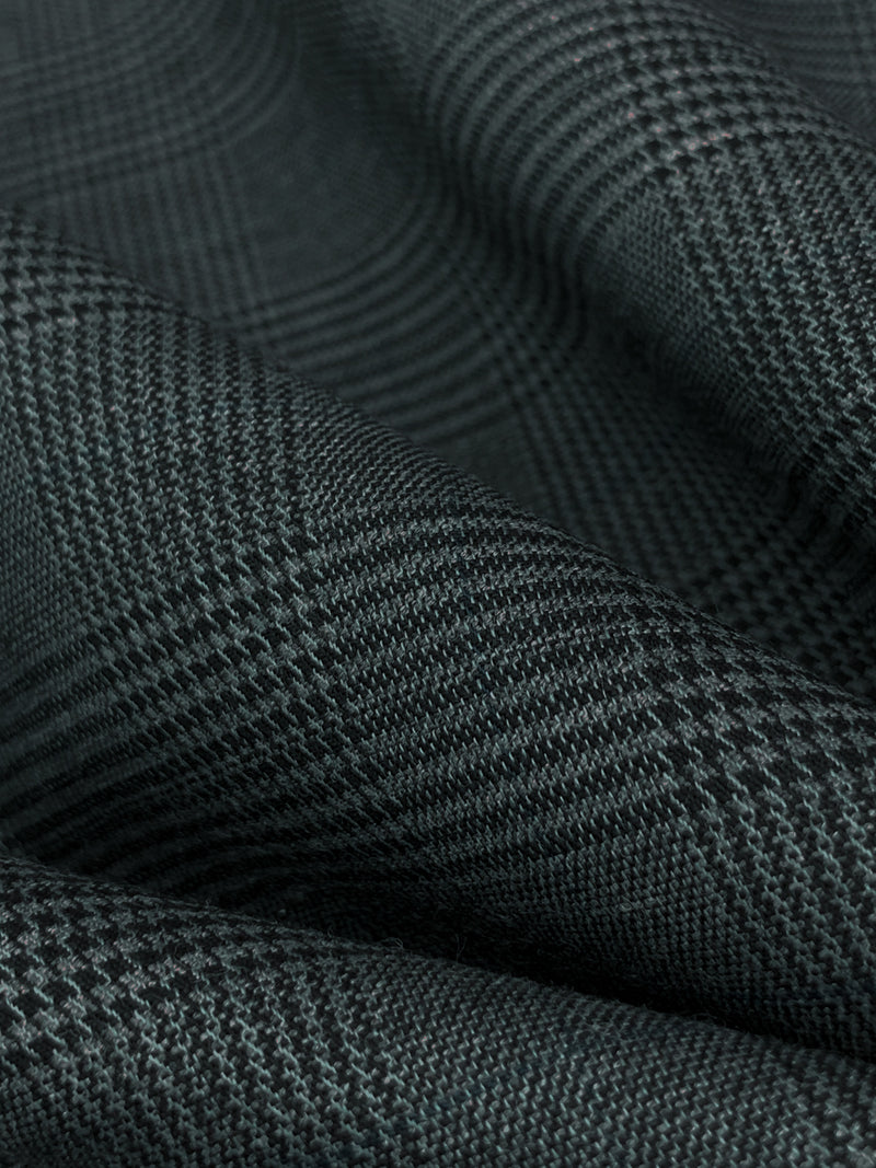 Slate Gray/Black/Dark Blue Wool/Polyester/Lycra Glen Plaid Stretch Suiting - NY Designer - 60W