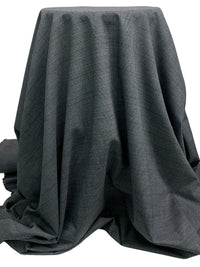 Slate Gray/Black/Dark Blue Wool/Polyester/Lycra Glen Plaid Stretch Suiting - NY Designer - 60W